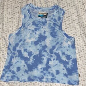 Magellan Outdoors Blue Tie-Dye Tank Top